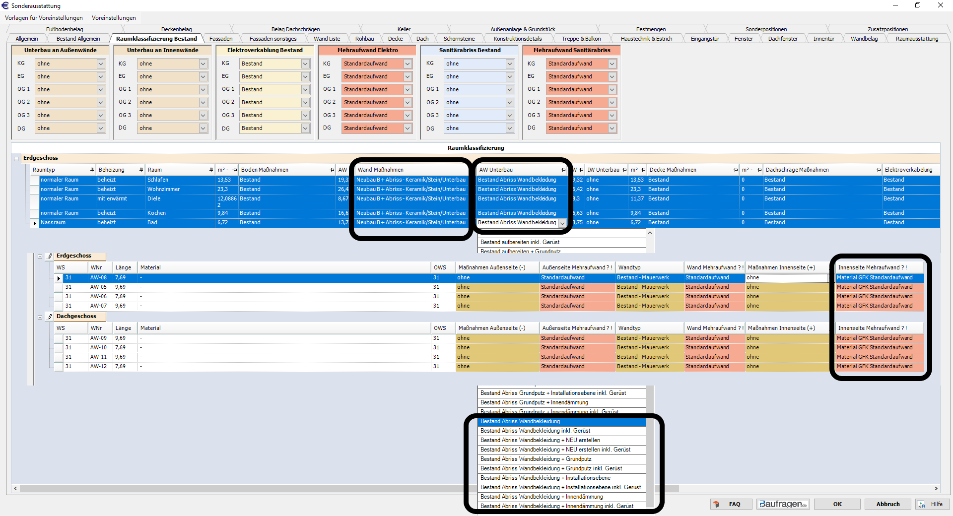 GFK_Wandinnenseite + Raumabriss Wandbekleidung