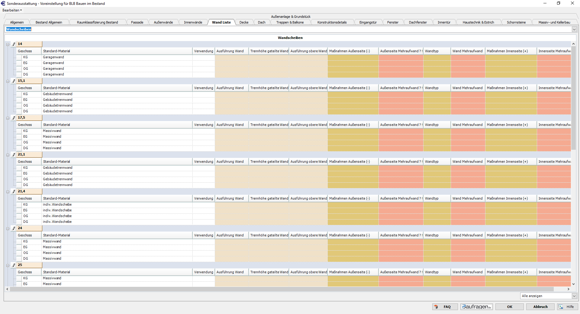 Register Wand Liste Wandscheiben