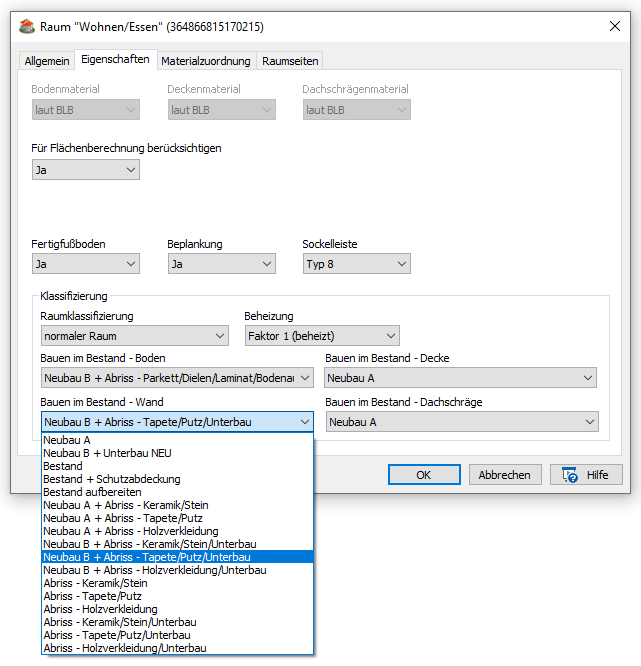 Raumklassifizierung_Wandfläche
