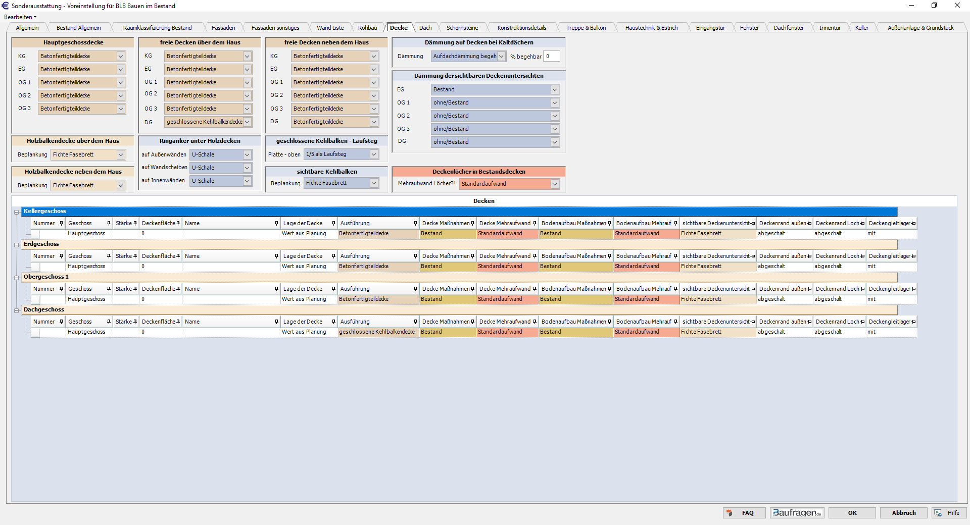 Register Decke Massivo