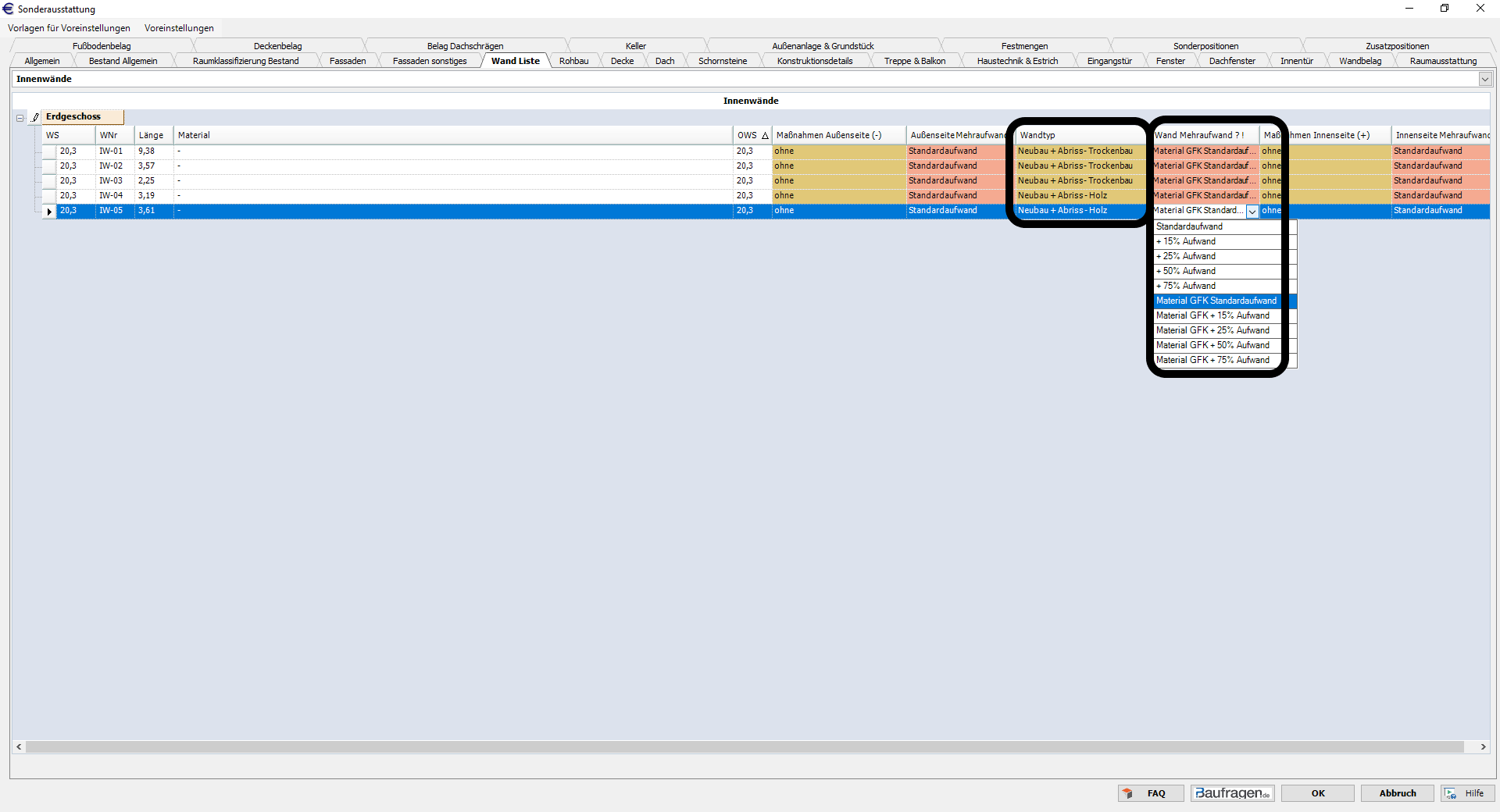 GFK_Holz- und Trockenbauwände Bekleidung