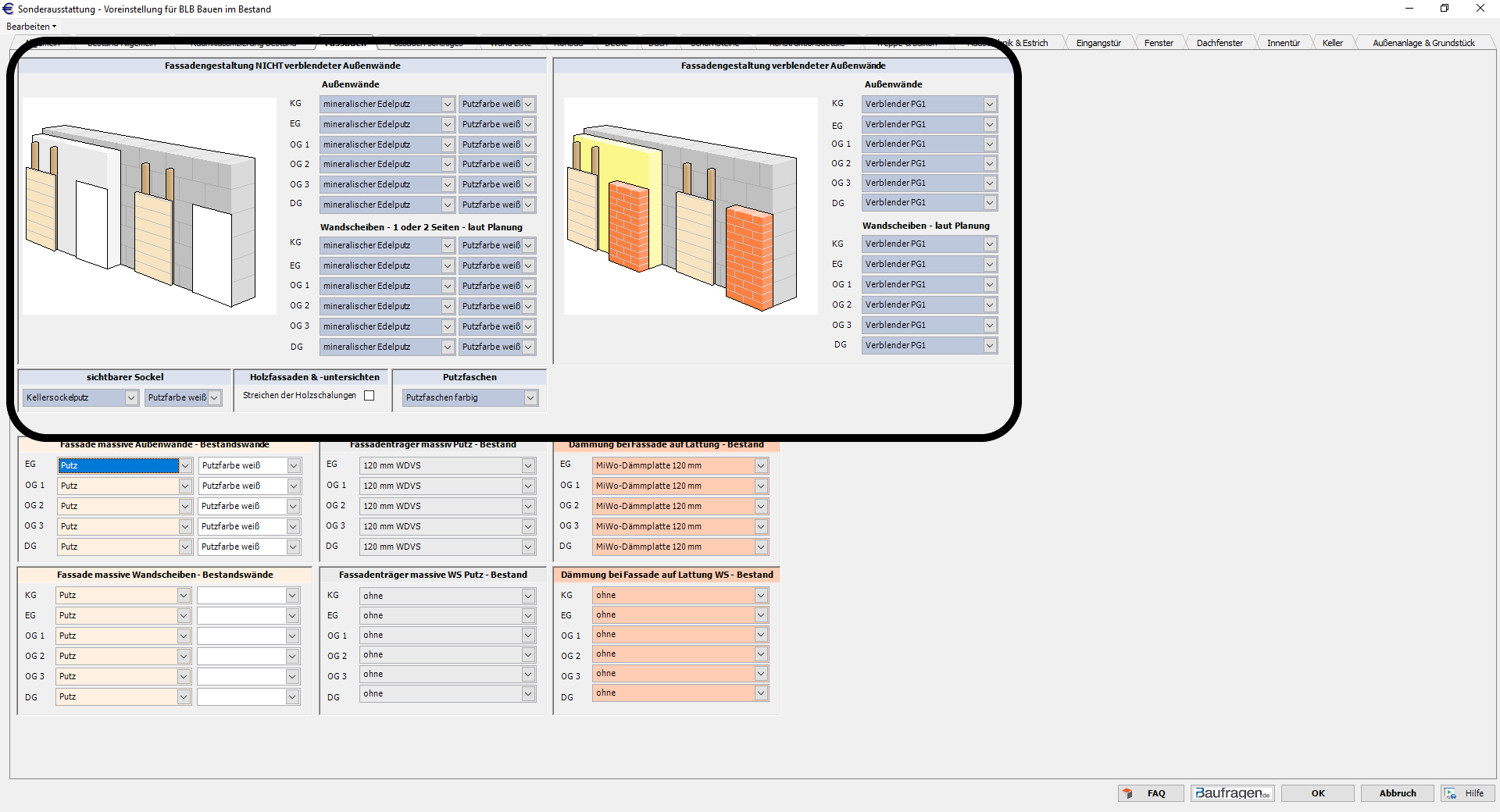 Fassade im Neubau Massivo